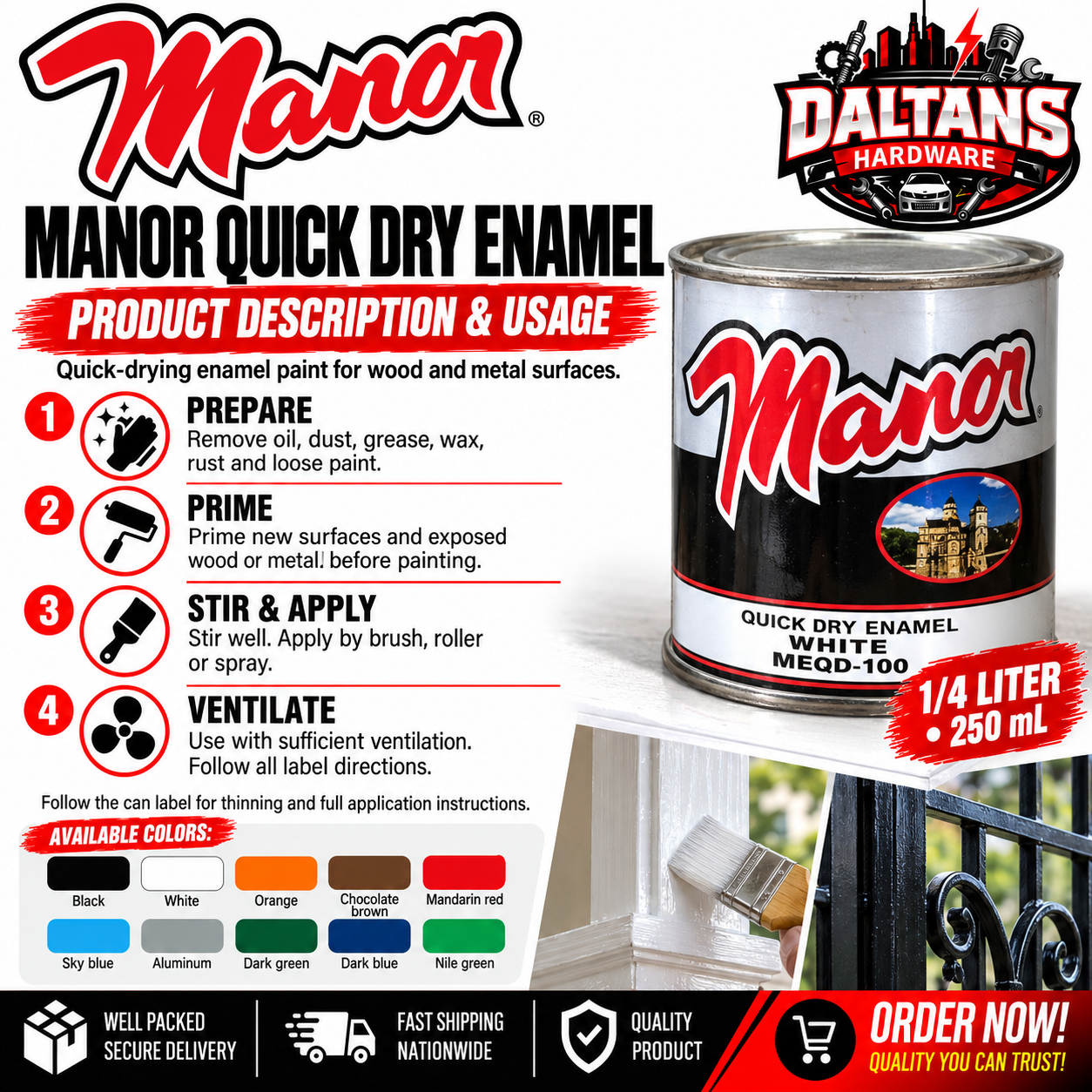 MANOR QDE QUICK DRY ENAMEL 1/4L | Shopee Philippines