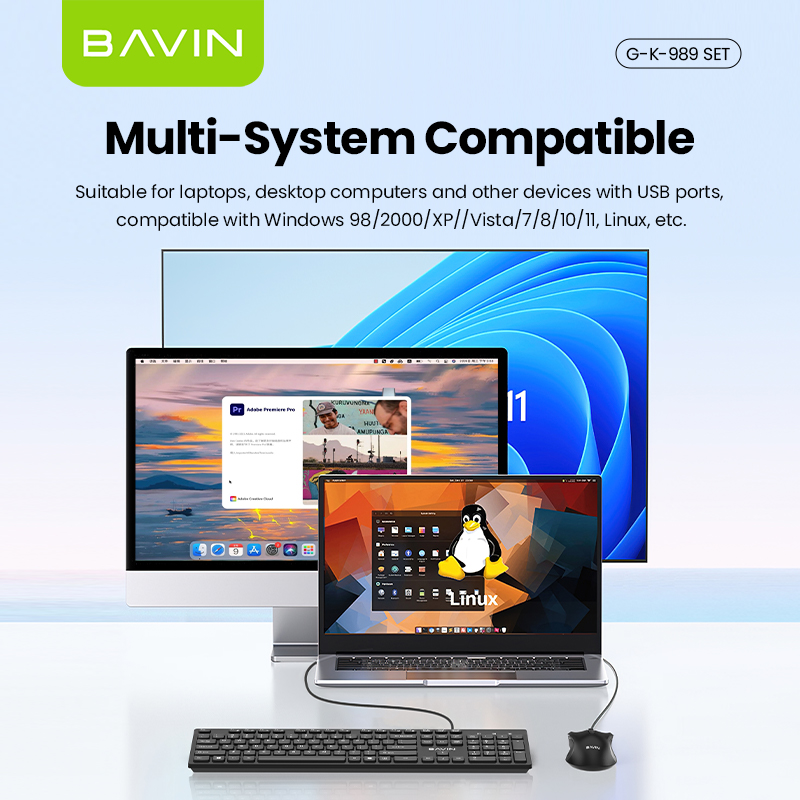 BAVIN K989 Wired Keyboard & Mouse Set Extra Durable & Splashproof ...