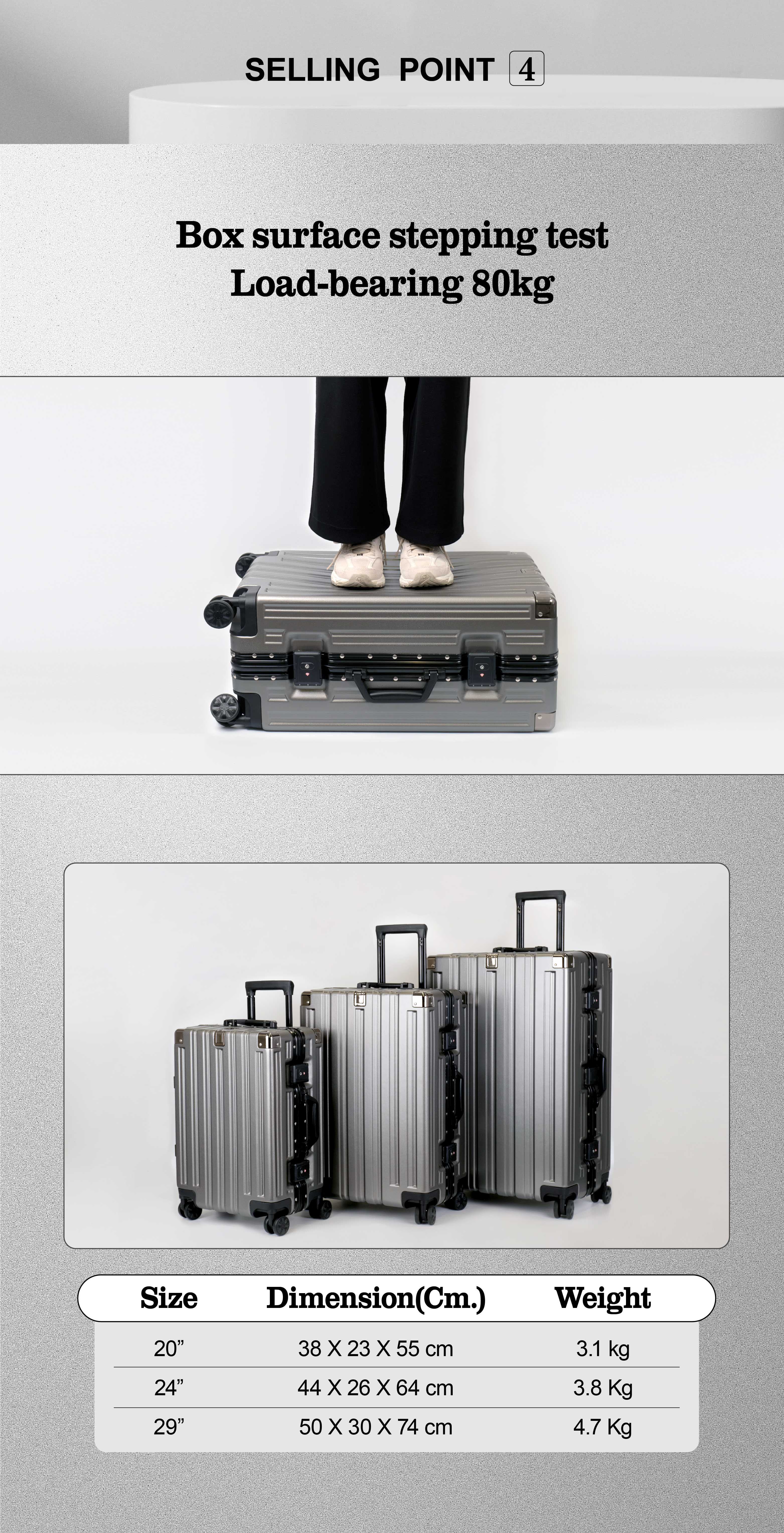 T.Partner [Load Bearing] GUARD SERIES Aluminium Frame Travel Luggage ...