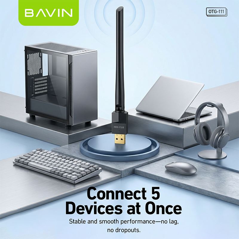 BAVIN O111 USB Bluetooth 5.3 100M Dongle Wireless Adapter for PC ...