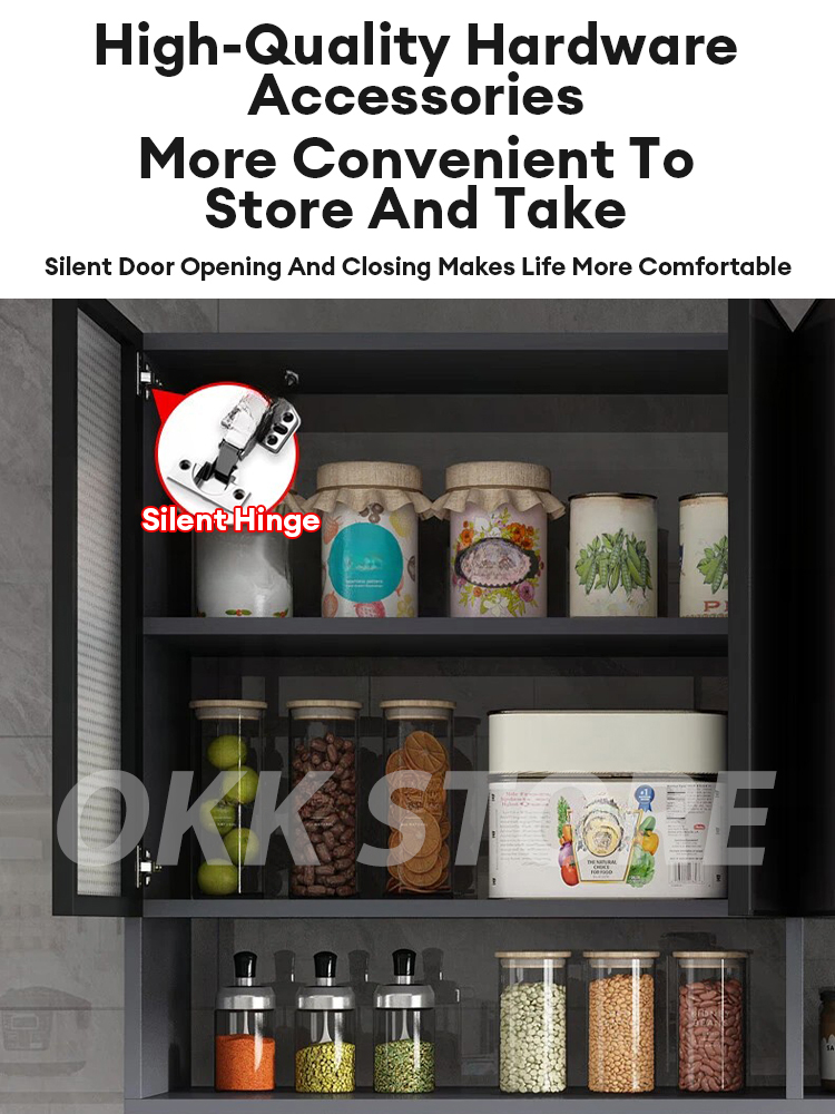 Aluminum Kitchen Cabinet Glass Pantry Anti-Termite Wall-mounted Cabinet ...