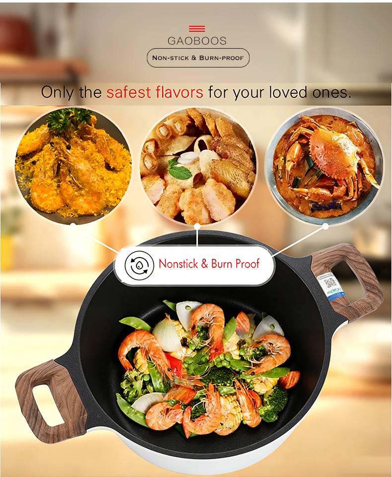 Gaoboos Non Stick Cookware Set Wok Milk Pot Frying Pan Maifan Stone ...