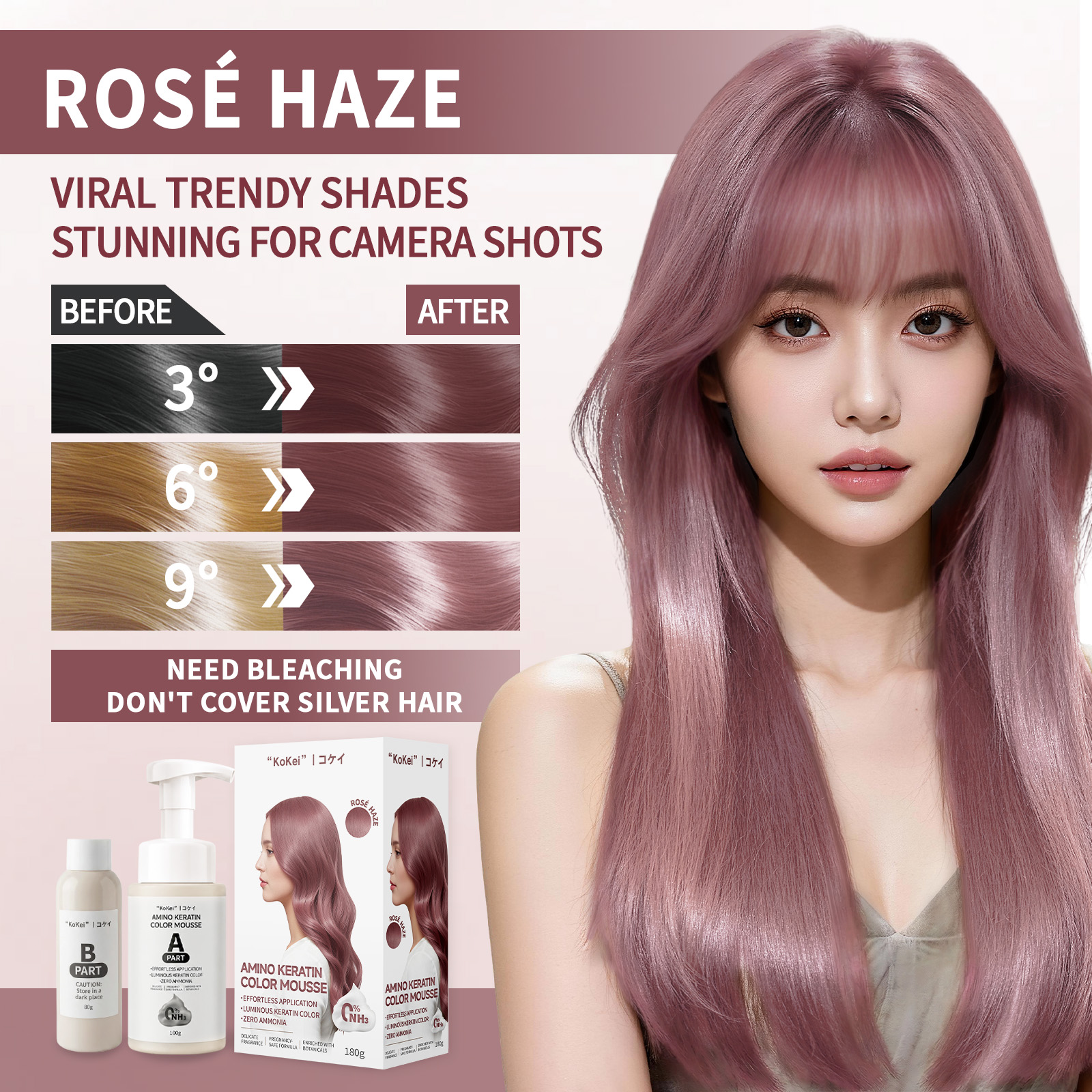 KoKei Bubble Hair Color Permanent Non-irritating Herbal Hair Dye ...