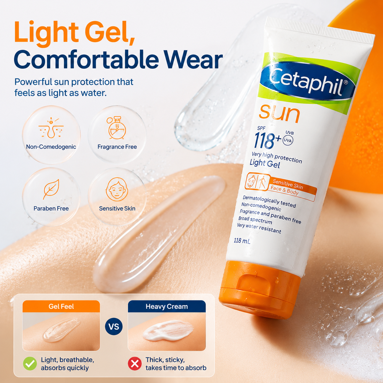 Sunblock SPF 118+ Light Gel (Face & Body) 118ml/SUNSCREEN PROTECTION ...