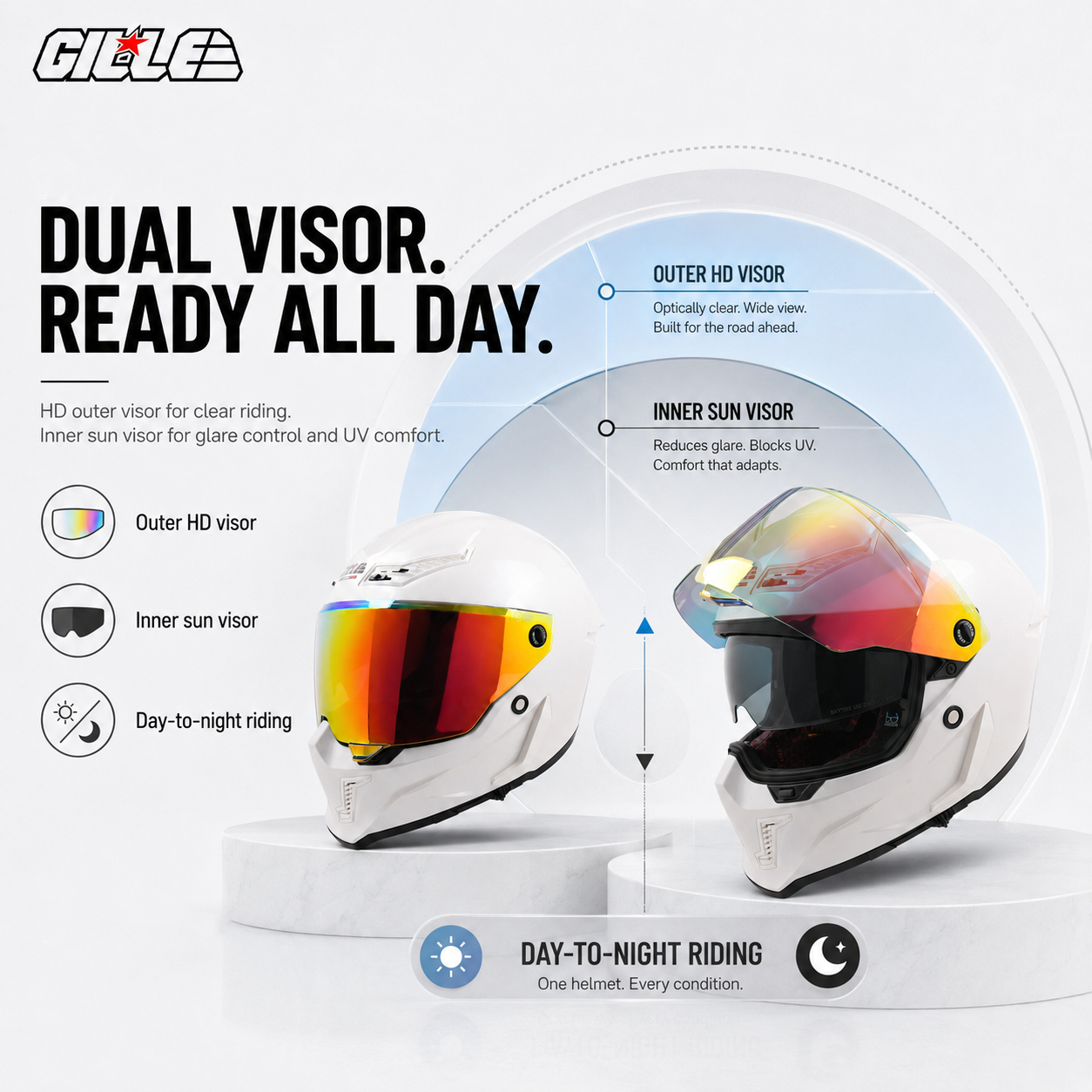 【𝑶𝑭𝑭𝑰𝑪𝑰𝑨𝑳】 GILLE ASTRAL Maori Dual Visor Helmet Full Face for ...