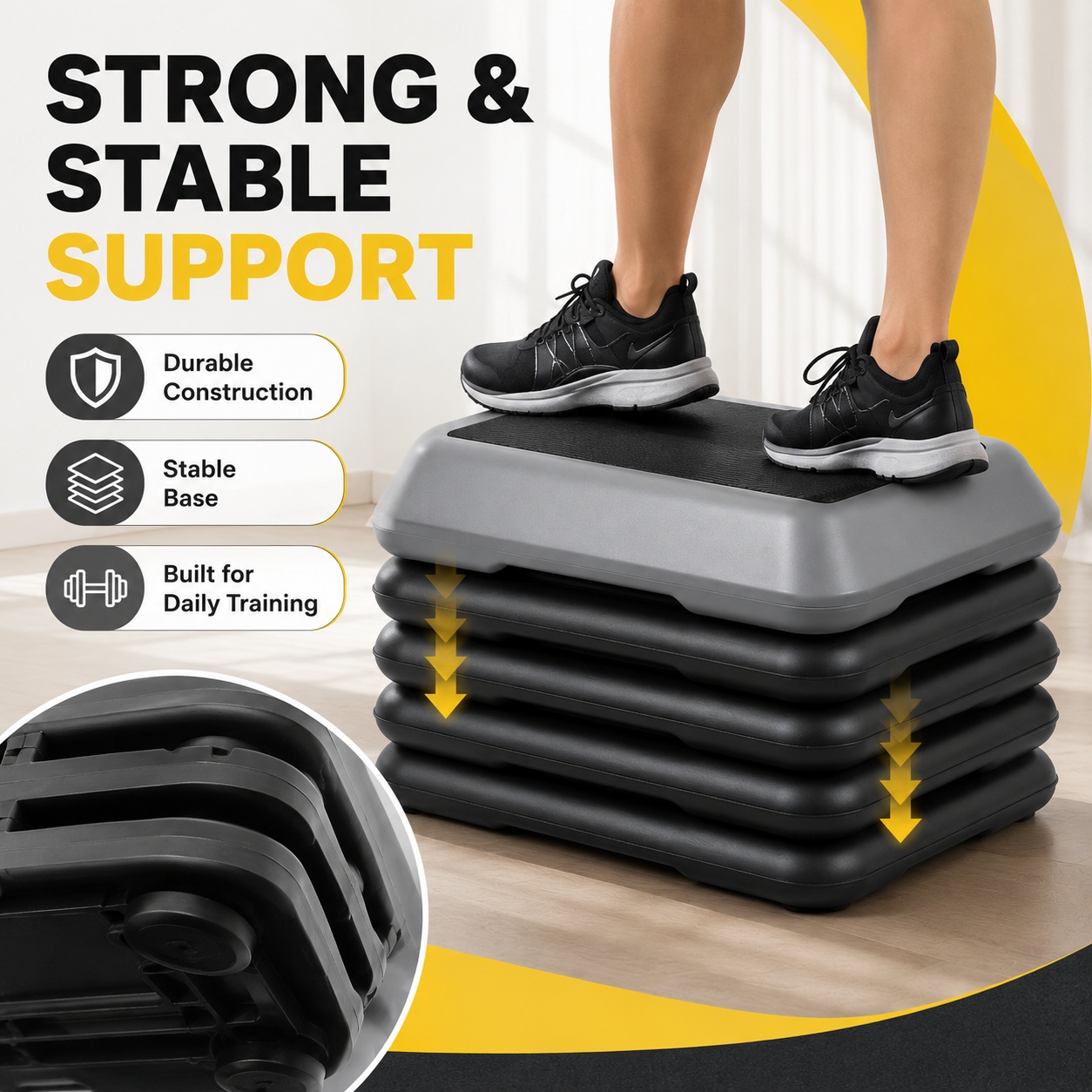 Adjustable Aerobic Step Fitness Stepper – Home & Gym Exercise Training ...