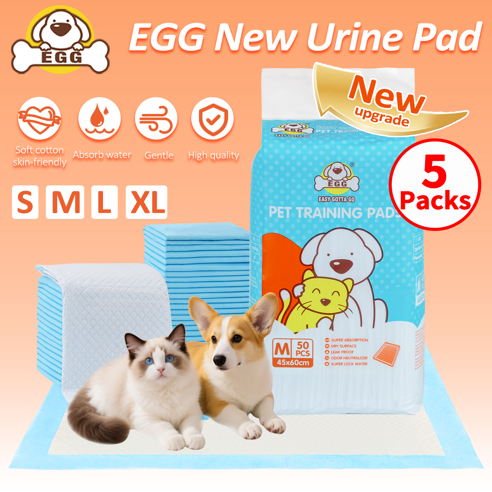【Buy 1 ship 5】EGG Newly upgraded urine Dog Cat Training Pad M L XL Pet ...
