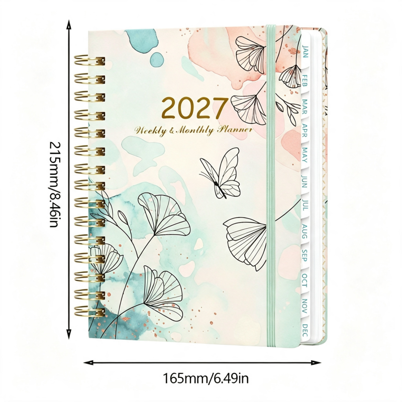 2027 Planner Plant flowers HardCover Weekly Monthly A5 Notebook 100gsm ...