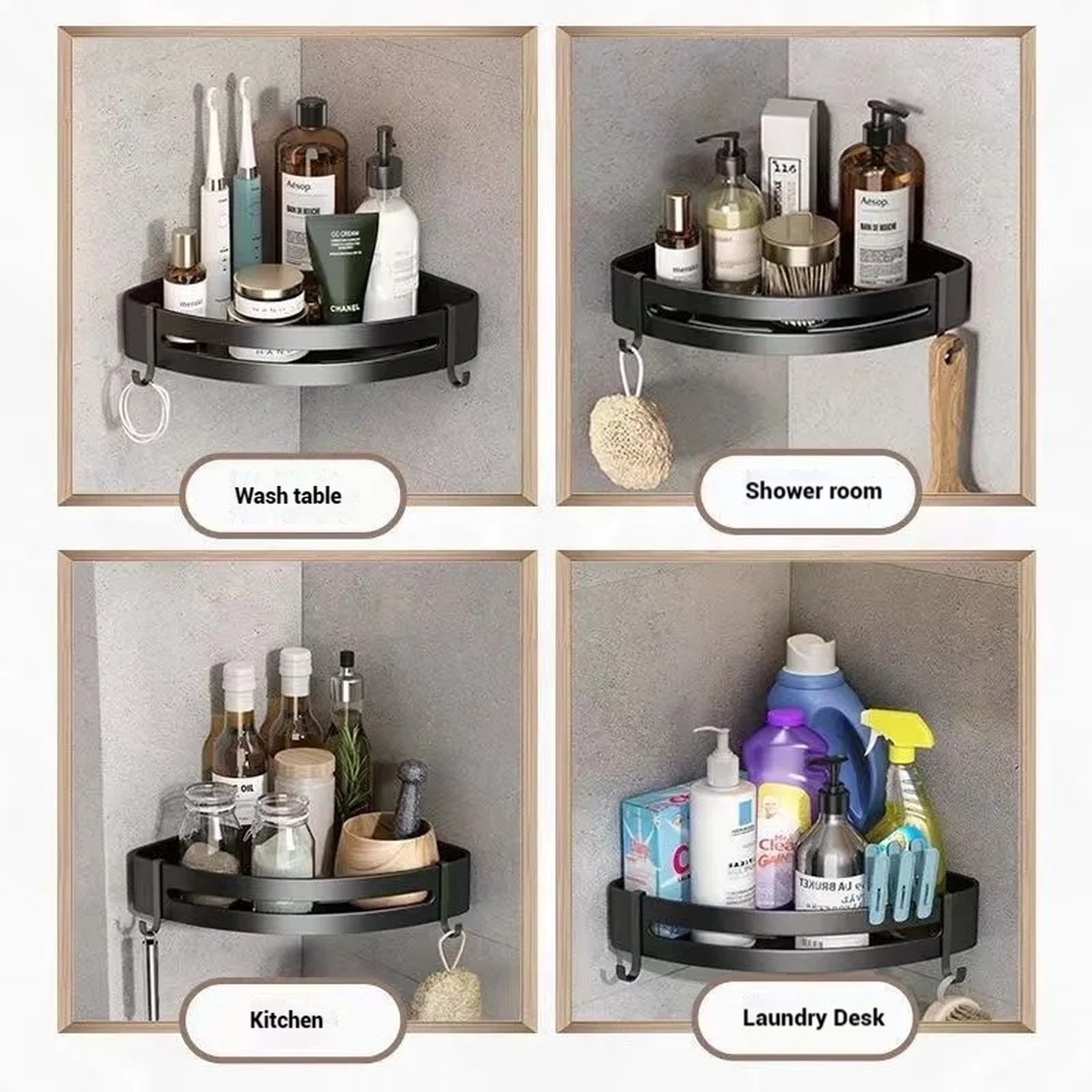 BUY 1 TAKE 2 Upgrade Bathroom Triangle Storage Rack Mounted Wall Shelf ...