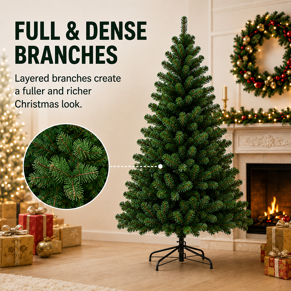 Christmas Tree 4/5/6/7/8 FT Artificial PVC Xmas Tree with Metal Stand ...