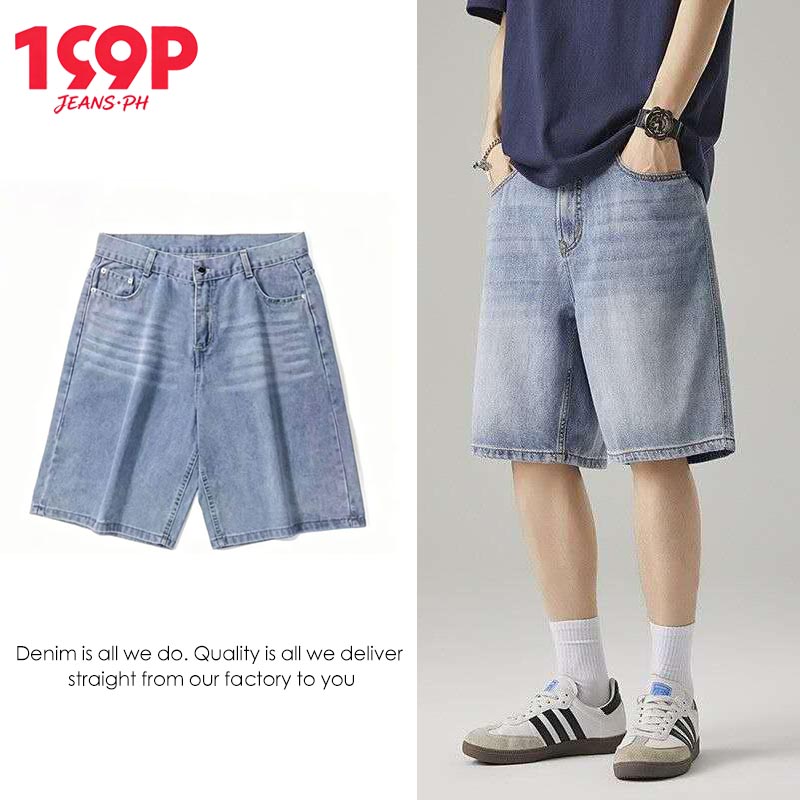 Men's Basic Navy Blue Denim Jorts Summer Loose StraightLeg Shorts Slant ...