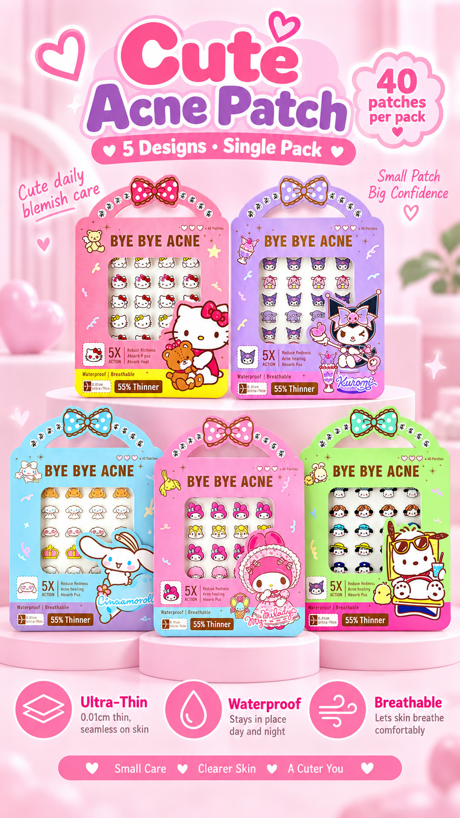 Fashion Face Sticker Pimple Patch Acne Sanrio Acne Removal Stickers ...