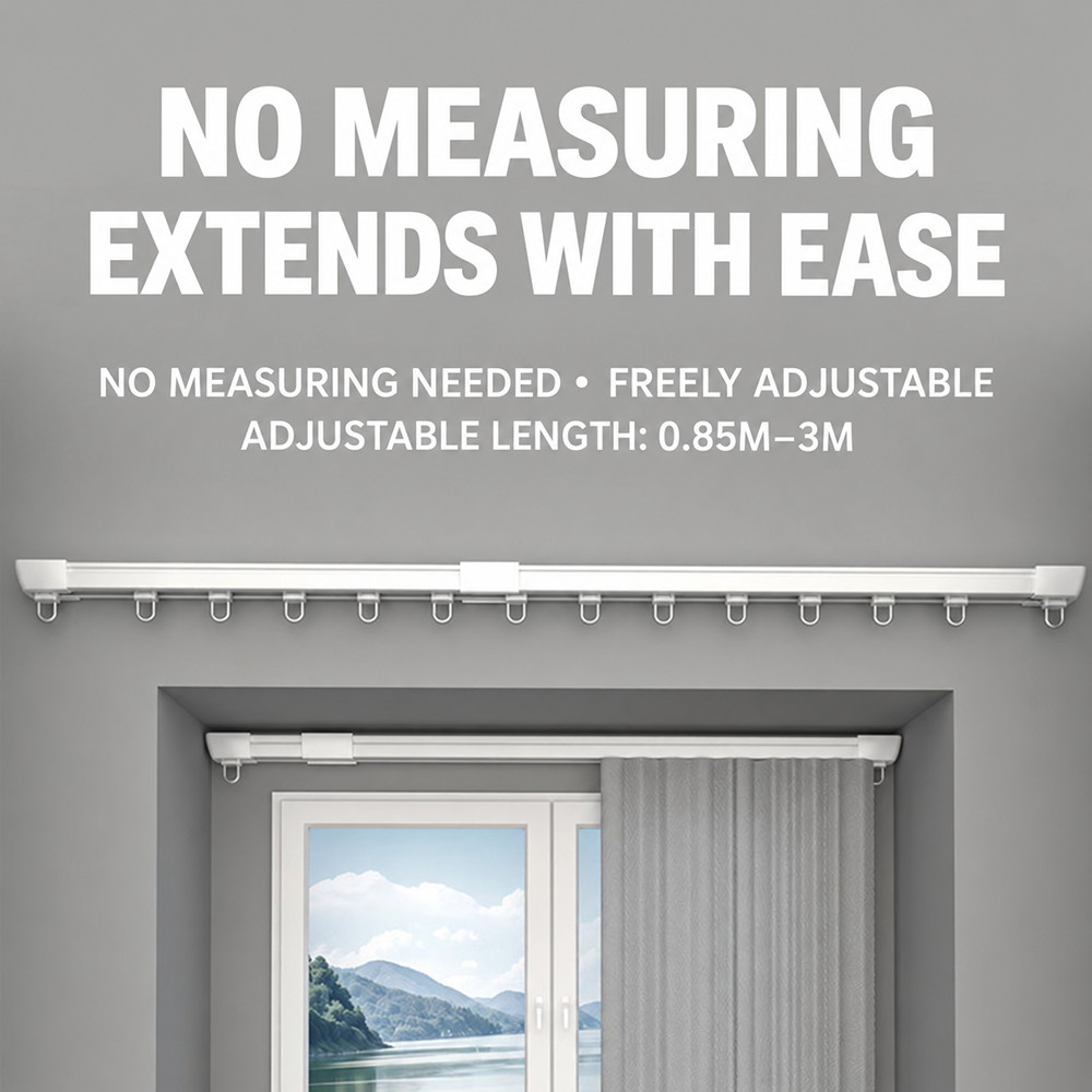 Adjustable Curtain Track Rail Set Ceiling Telescopic Curtain Track Rail ...