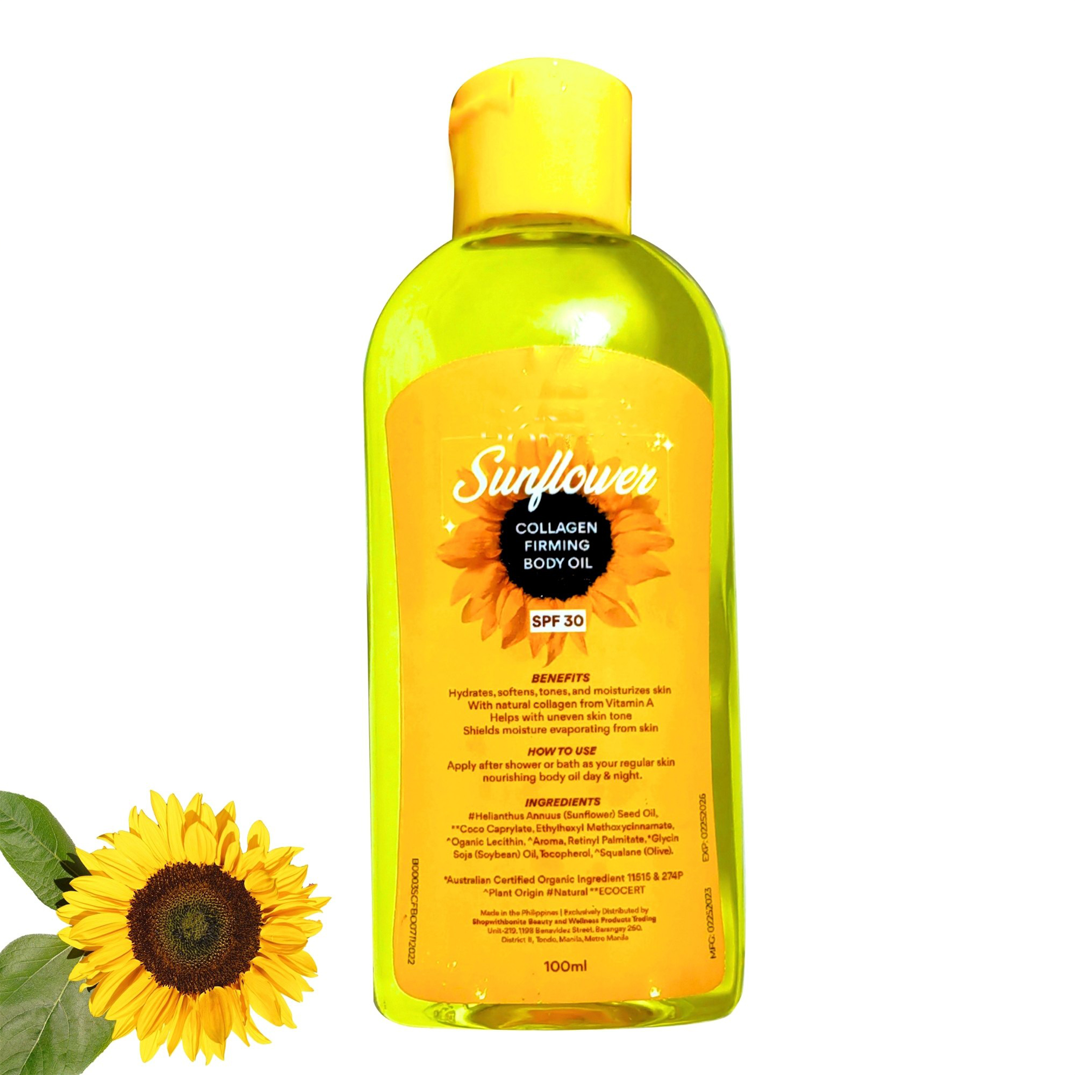 BONITA SUNFLOWER OIL SPF 30 COLLAGEN FIRMING 100ML Organic, Hydrating ...
