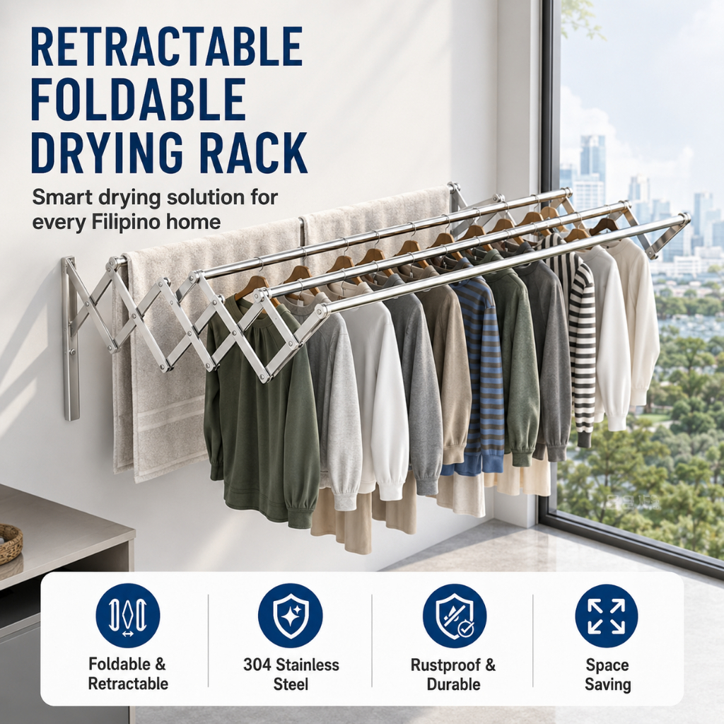 Retractable Foldable Sampaya Stainless Wall Mounted Clothes Drying Rack ...