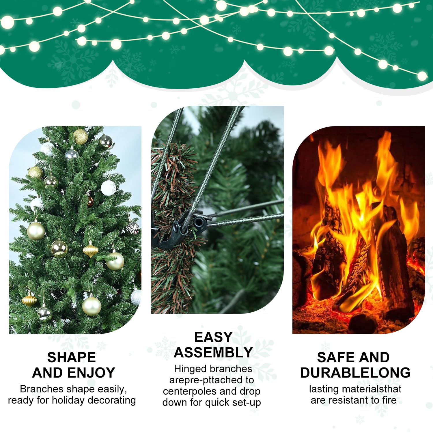 Christmas tree 4FT/5FT/6FT/7FT/8FT PE&PVC Pointed Tree Xmas Decor ...