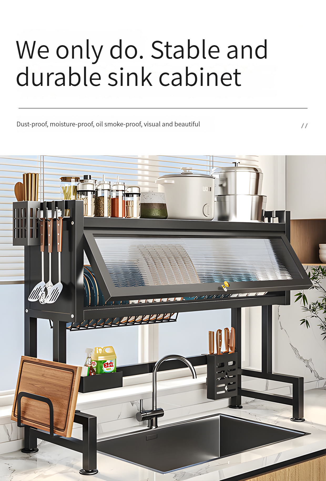 Kitchen Adjustable Over Sink Storage Rack Multifunctional Dish Drainer ...