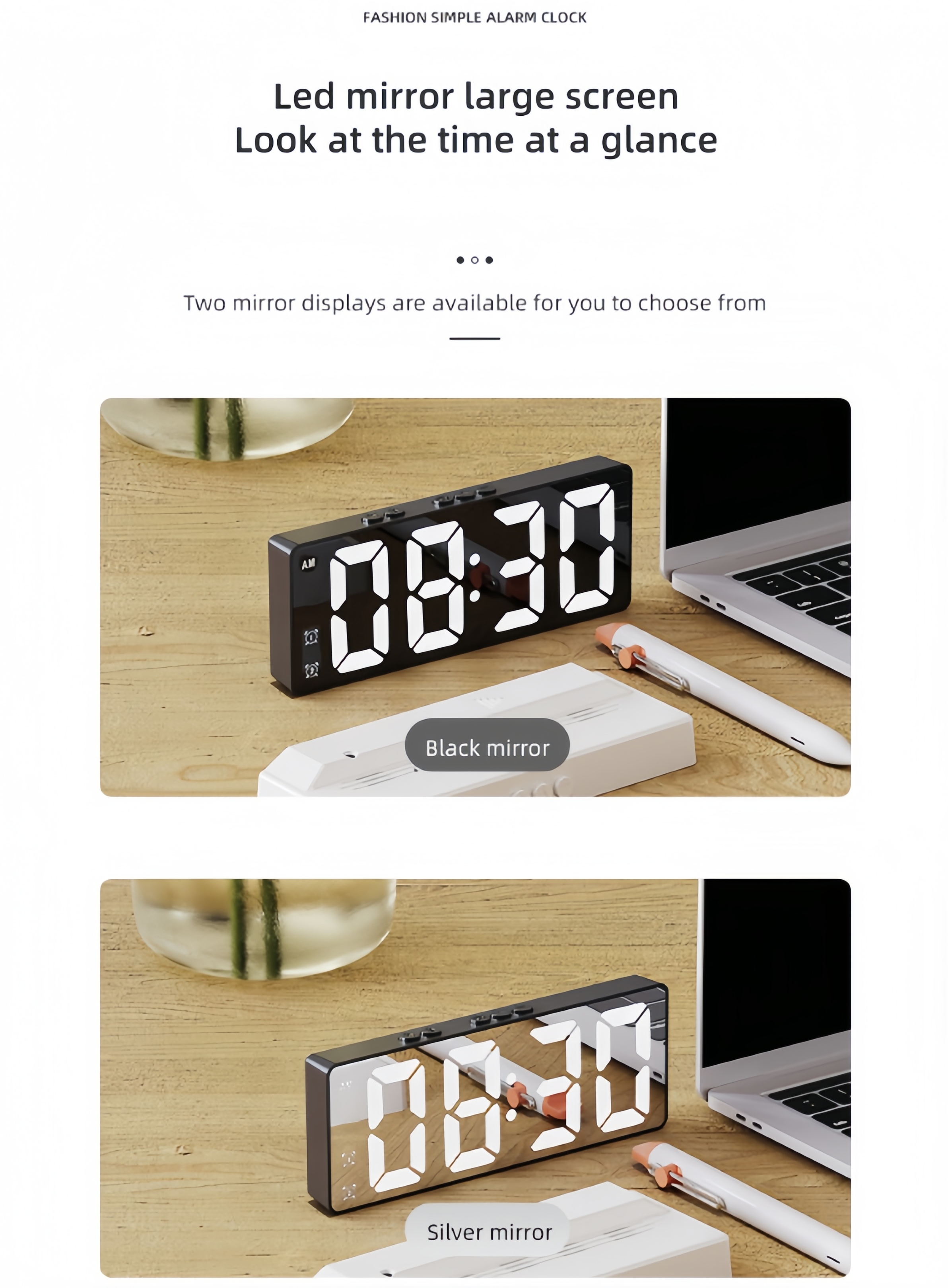 Modern LED Digital Alarm Clock Desktop Electronic Clock Time ...