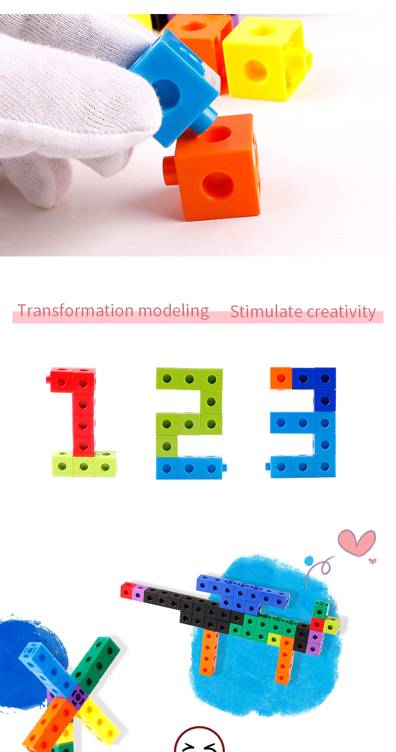 Math Linking Cubes Numberblocks 100pcs 2cm Number Blocks Snap Cube ...