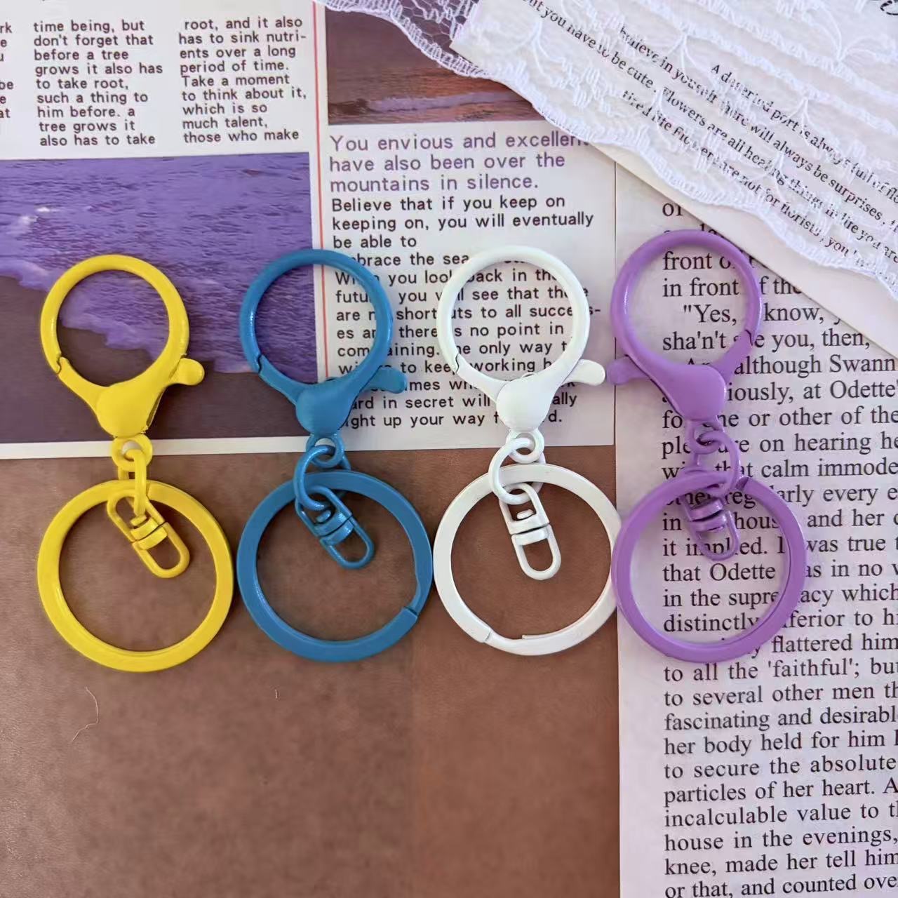 Colorful Lobster Clasp 3-Piece Set - Figure 8 Chain Key Ring for DIY ...