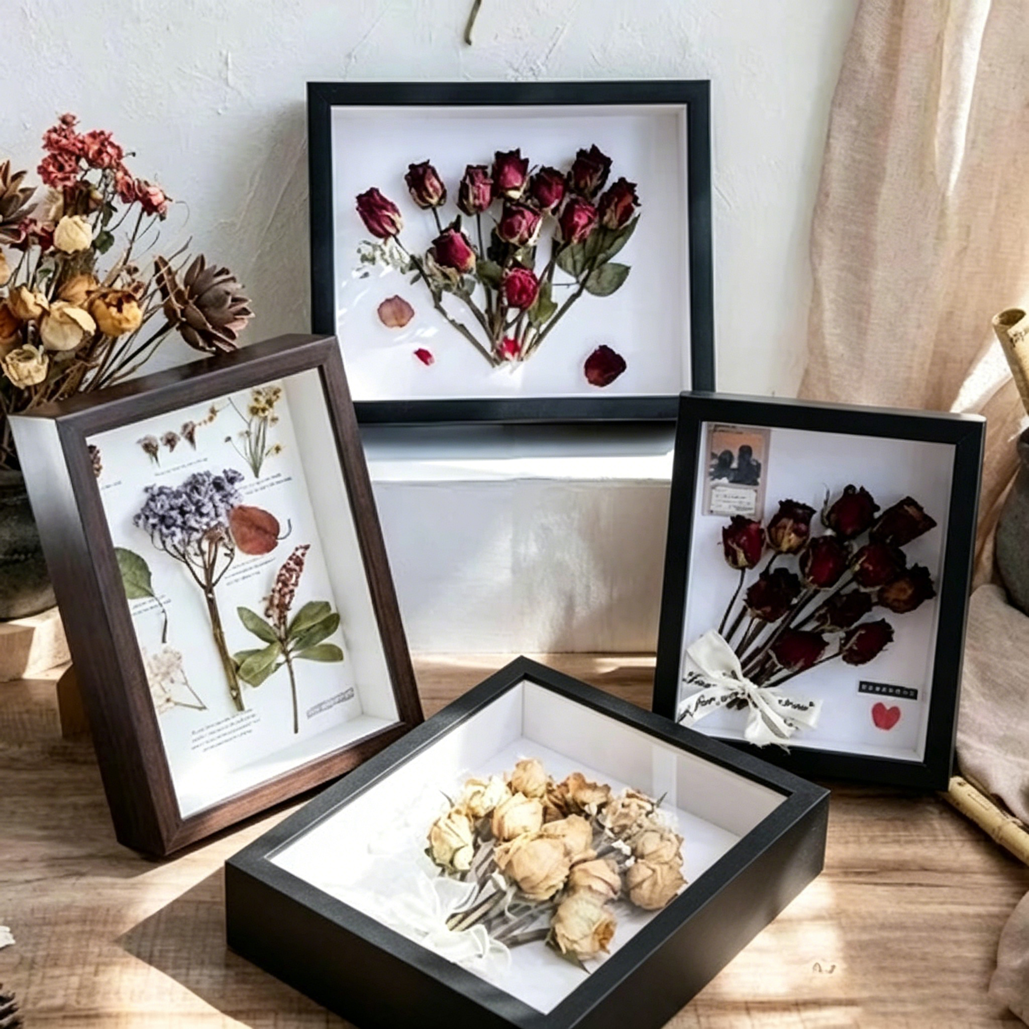 Flower Frame Shadow Box DIY Floating Photo Flower Frame Transparent ...