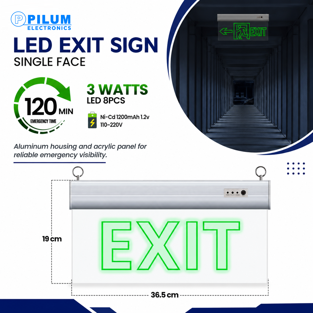 High Quality EXIT Light Signage LED Light Emergency EXIT / Single Face ...