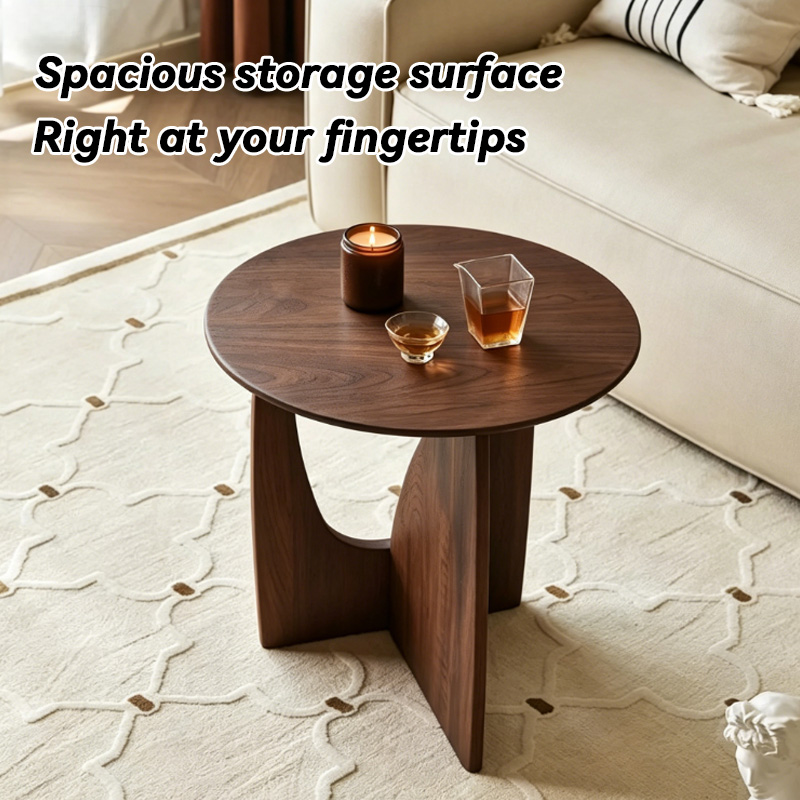 Nordic Round Solid Wood Side Table Geometric Design Minimalist Coffee ...