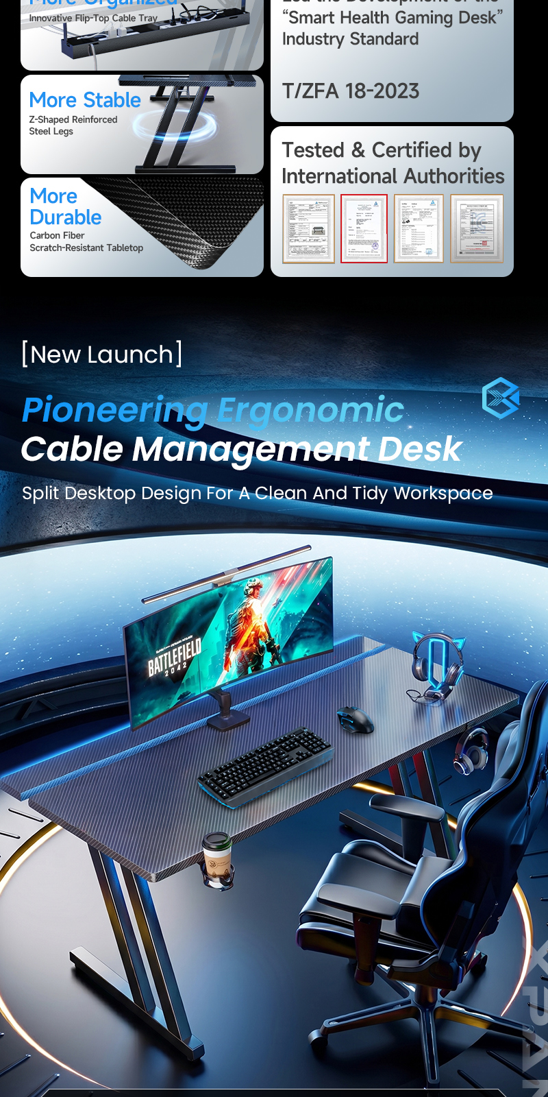 Xpanse Carbon Fiber Gaming Table Esports Adjustable Table Computer ...