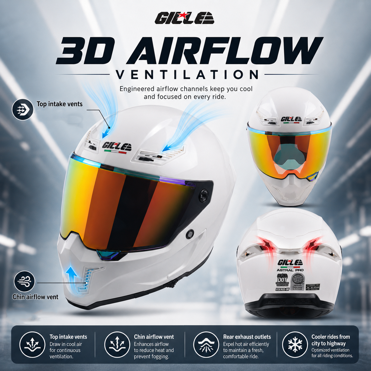 【𝑶𝑭𝑭𝑰𝑪𝑰𝑨𝑳】 GILLE ASTRAL Maori Dual Visor Helmet Full Face for ...