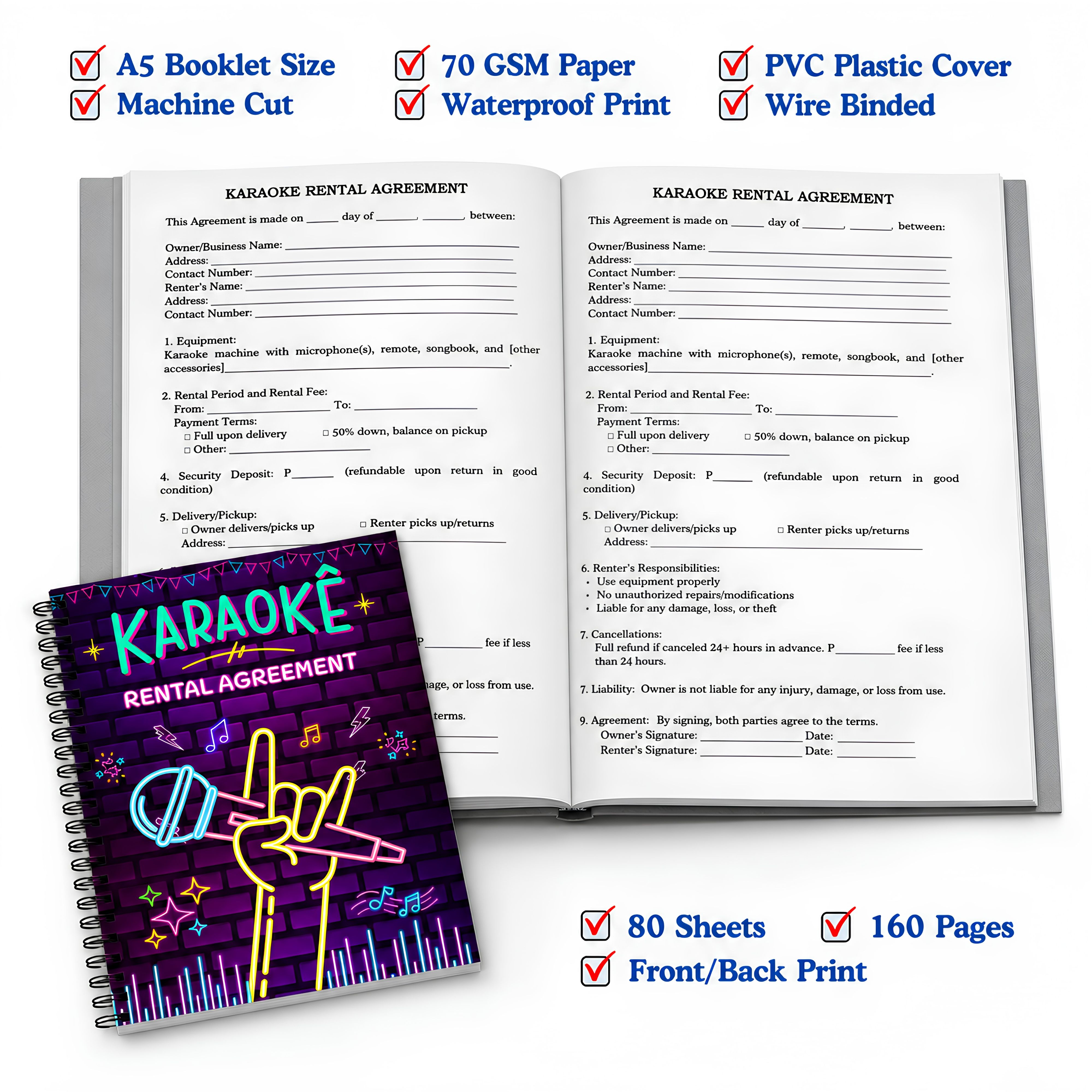 Karaoke Machine Rental Agreement Form for Rental Businesses, DJs ...