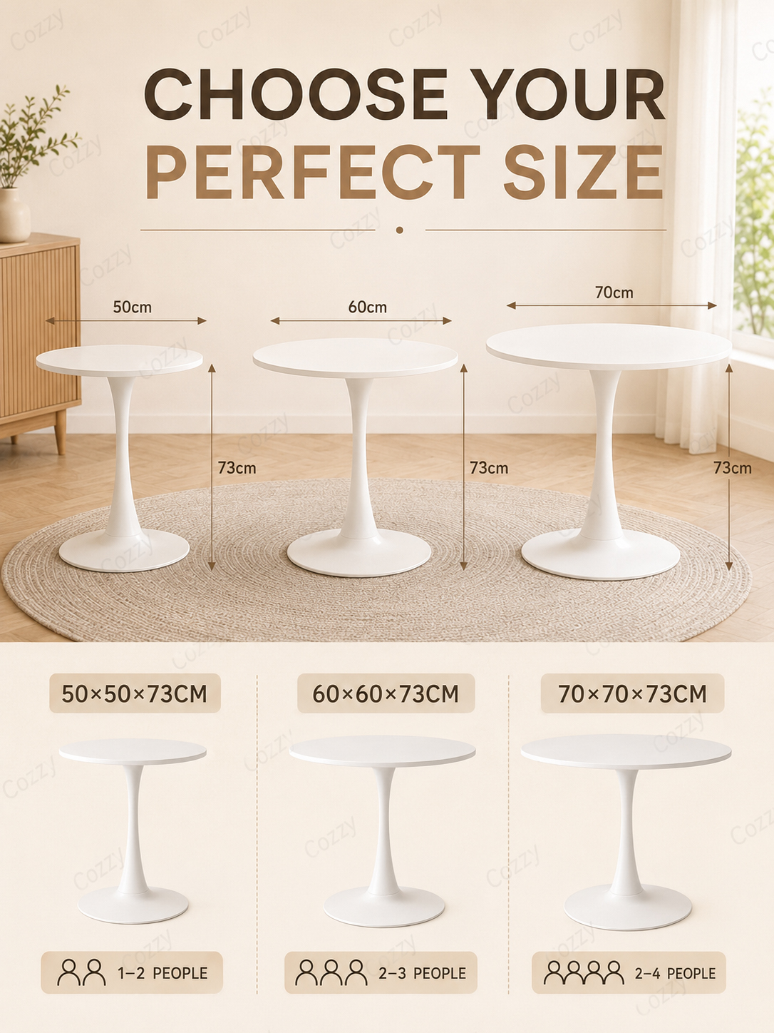 Cozzy Nordic Tulip Round Coffee Table Dining Table Waterproof Side ...