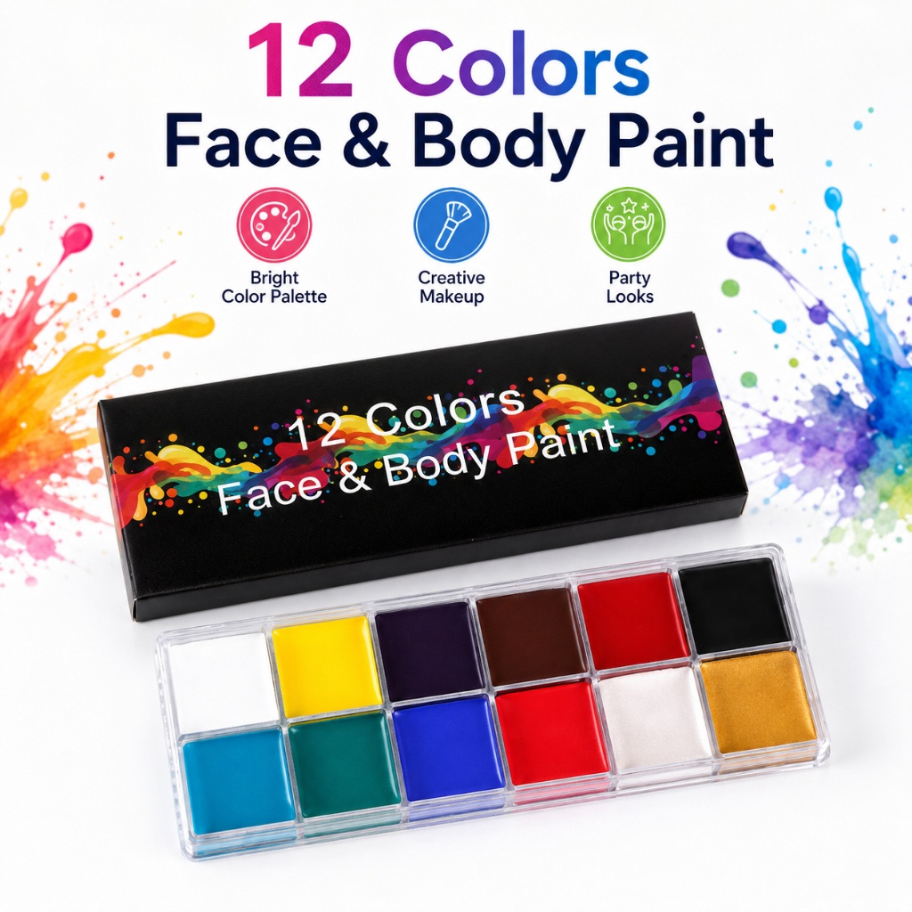 Face Paint Palette 12 Colors Body Paint Makeup Waterproof Bright Colors ...