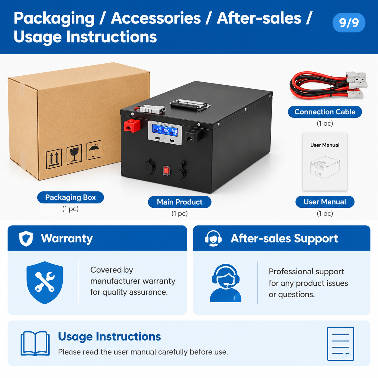 LiFePO4 Lithium Battery 12V 24V 48V 200Ah Large Capacity Portable Power ...
