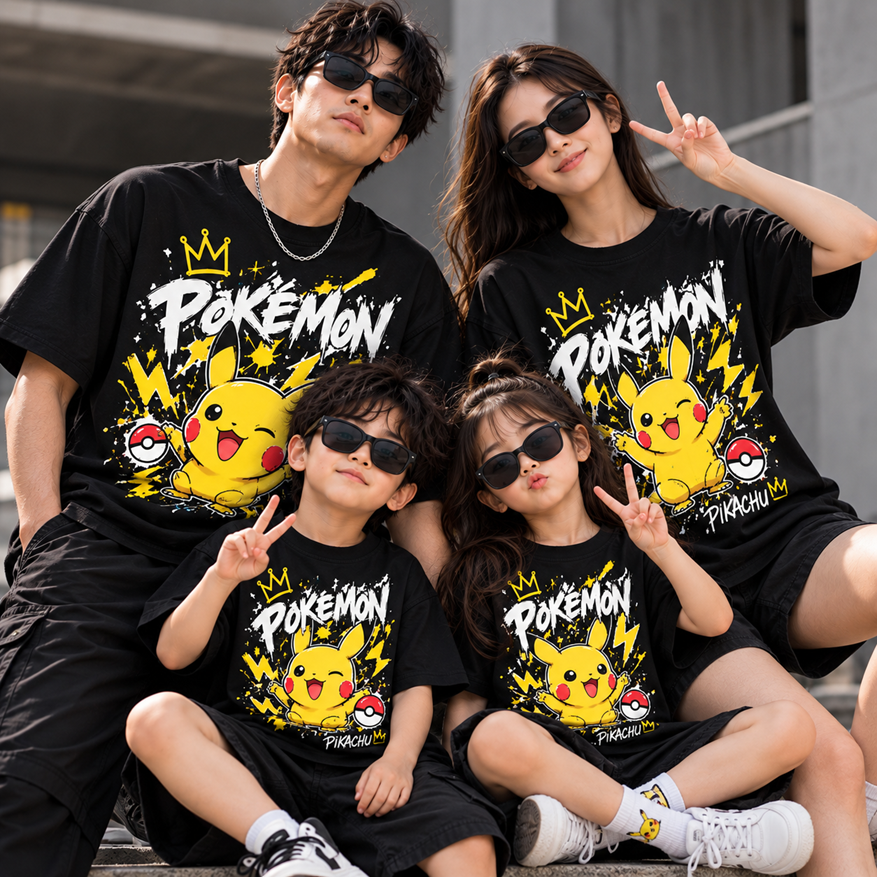 Matching Family Pink Anime Graphic T-Shirt | Parent and Kids Matching ...
