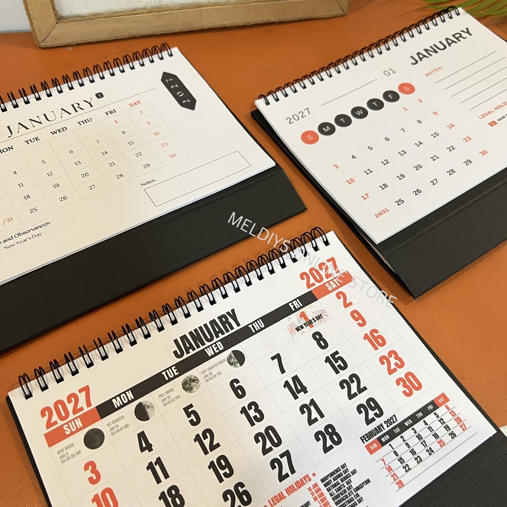 Minimalist Hardbound Desk Calendar Year 2027/ Year of The Goat- 3Design ...