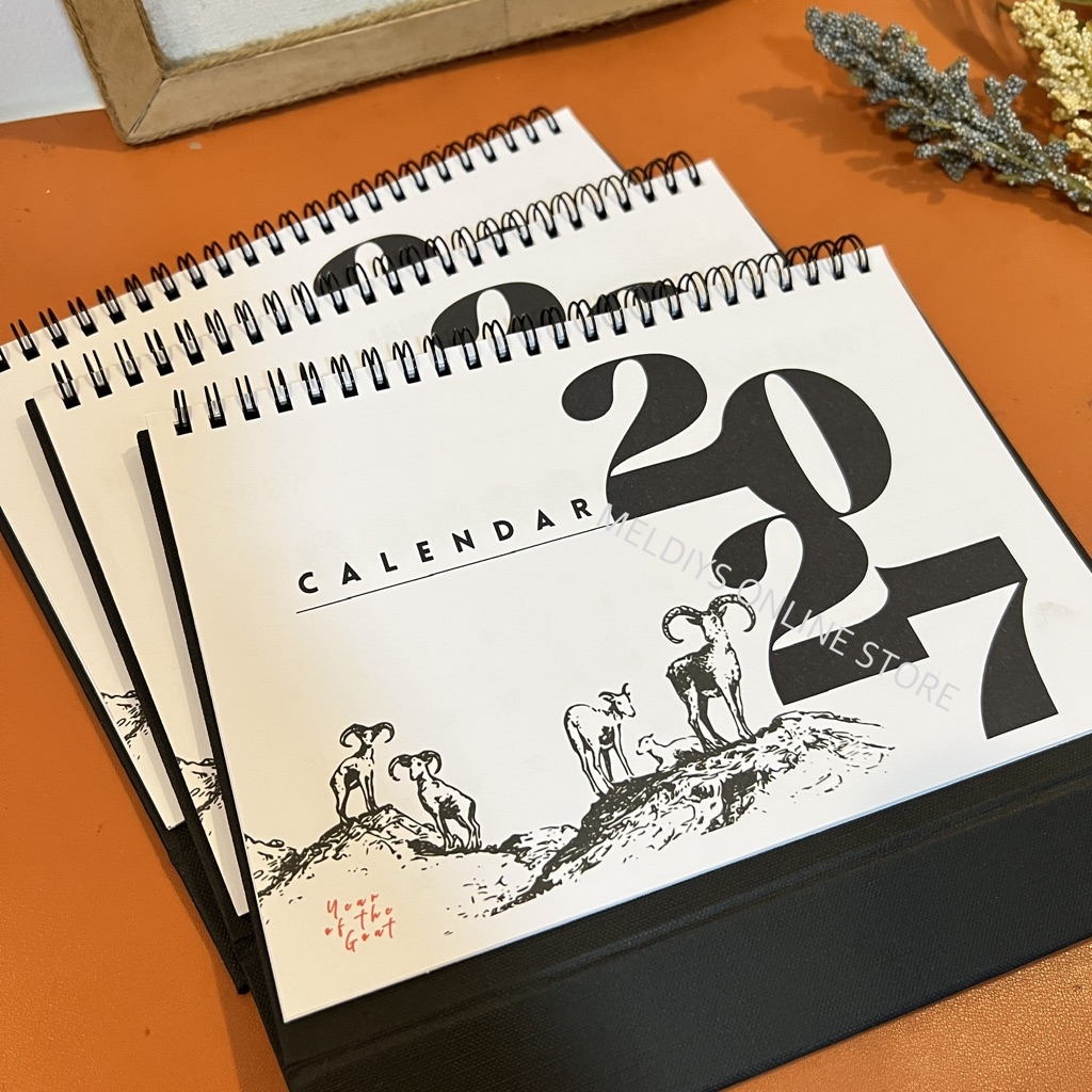 Minimalist Hardbound Desk Calendar Year 2027/ Year of The Goat- 3Design ...