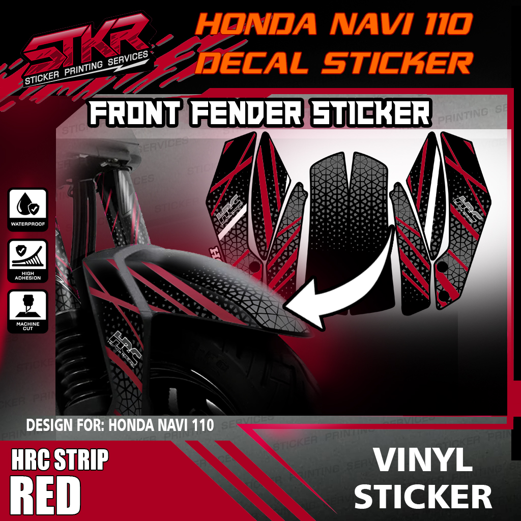 Honda Navi 110 Front Fender Sticker Vinyl Decal Sticker HRC Strip Pink ...