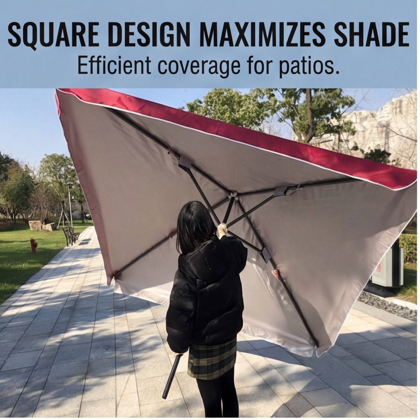 2M*2M Square Retractable Big Umbrella Of Garden Roofing Outdoor Anti Uv ...