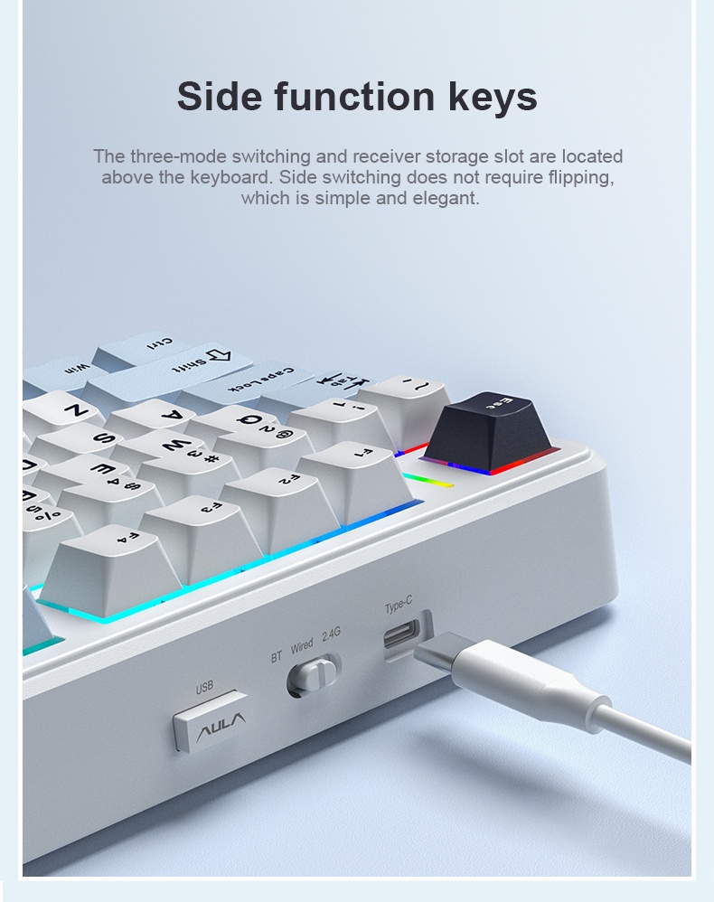 AULA F99 Gaming Mechanical Keyboard RGB Hot Swappable 99 Keys Tri-Mode ...
