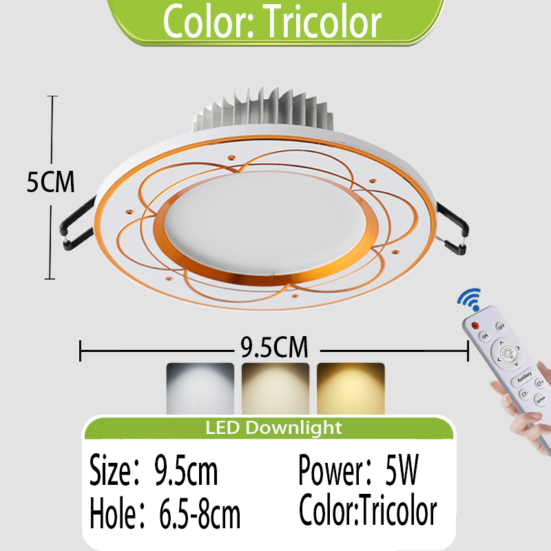 Tricolor LED Pin Light Ceiling Light 5W/7W/9W/12W LED Downlight Round ...