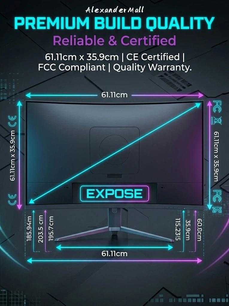 EXPOSE Gaming Monitor 75/165Hz 27/24/22/19 Inch Curved Pc Gaming 4K ...