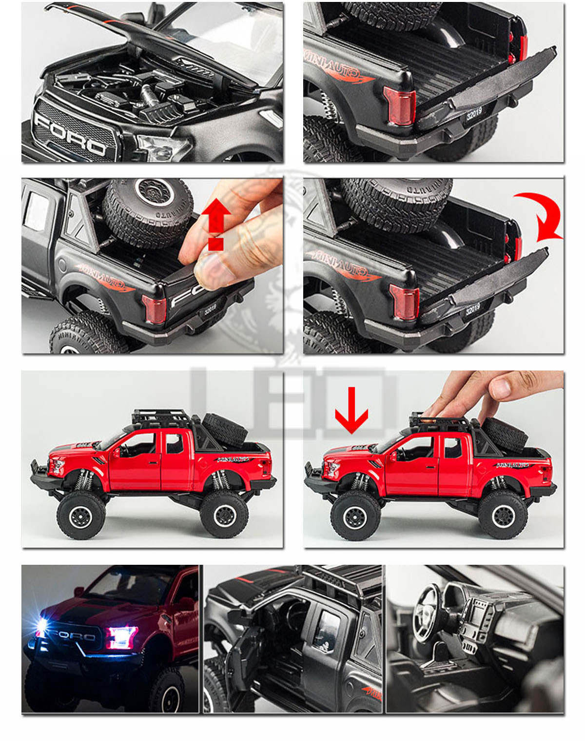 Raptor Die Cast Car 1:28 F150 6-Doors Alloy Model Toys for Boys Girls ...