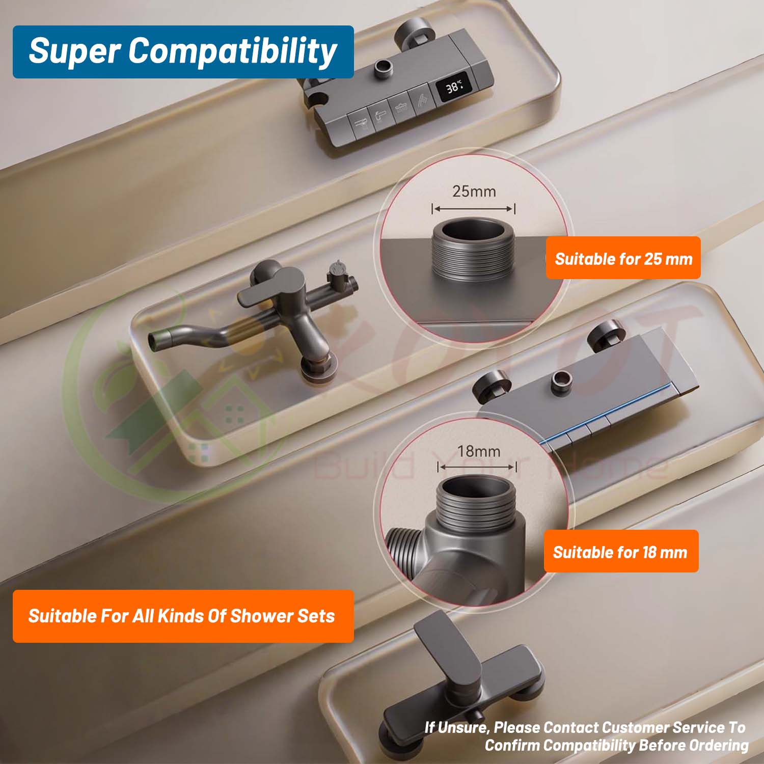 KOYOT 304 Stainless Steel Shower Extender 90cm Square Shower Extension ...