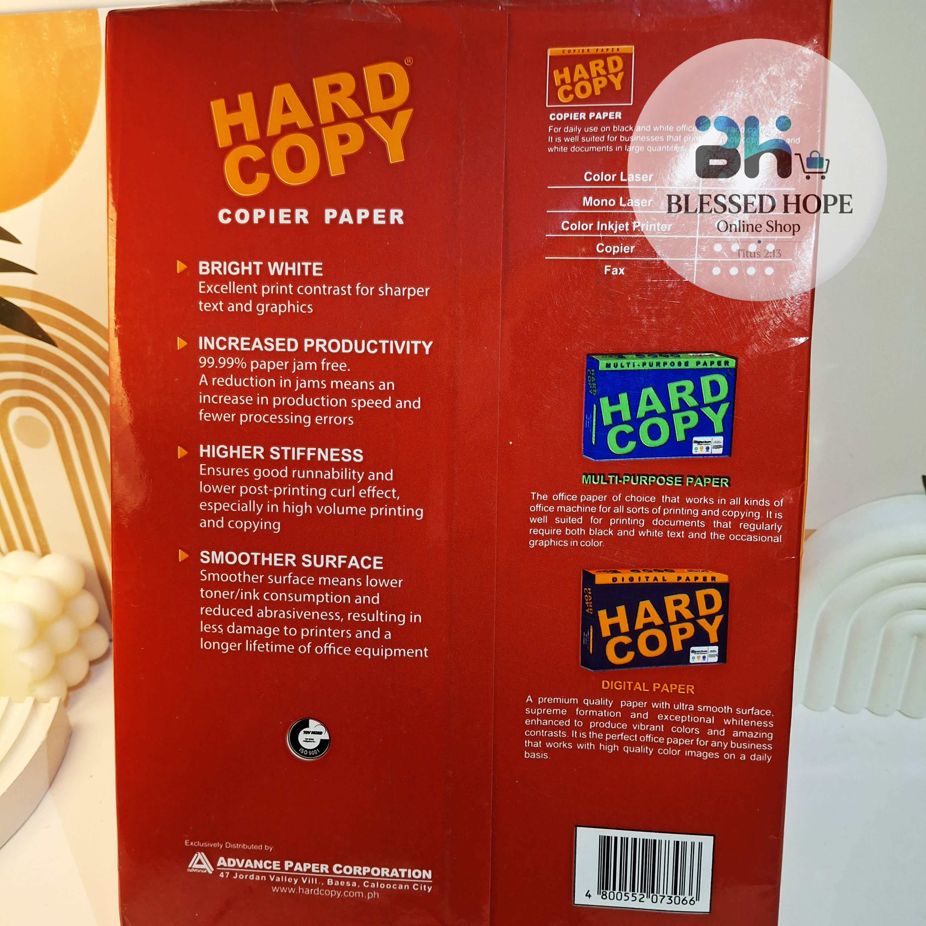 HARDCOPY BOND PAPER LEGAL SIZE 70 GSM 1 REAM 1 BOX 500 SHEETS COPY ...