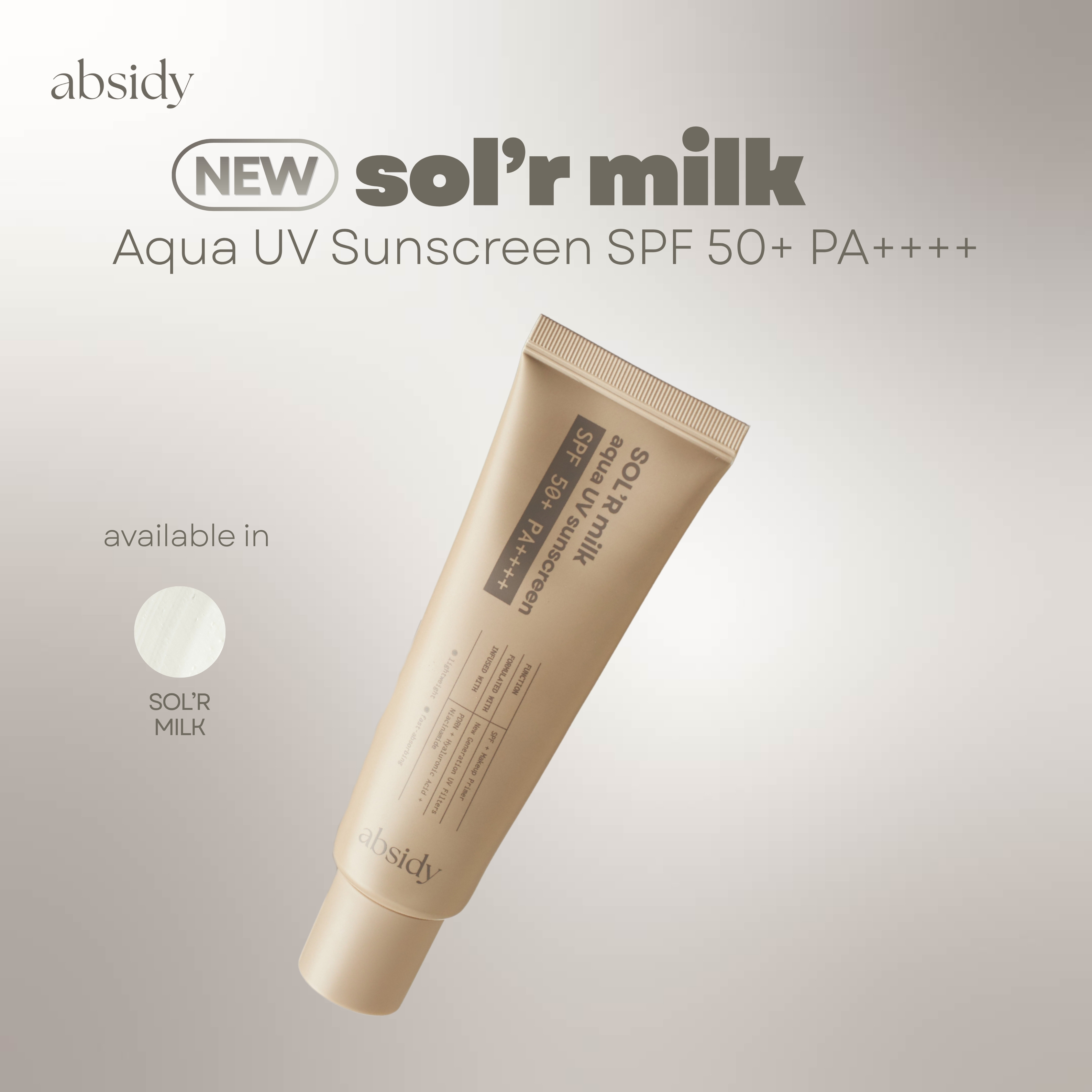 Absidy SOL'R Milk Aqua UV Sunscreen SPF 50+ PA++++ 50ml | Shopee ...