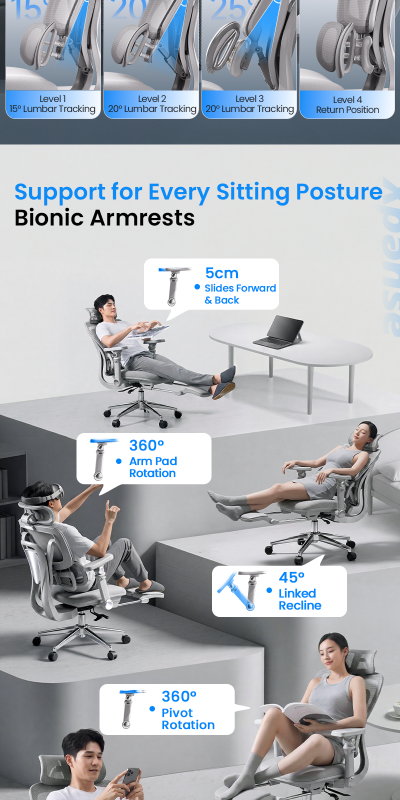 XPANSE T10 Dynamic Ergonomic Chair Office Computer Study Chair Tracking ...