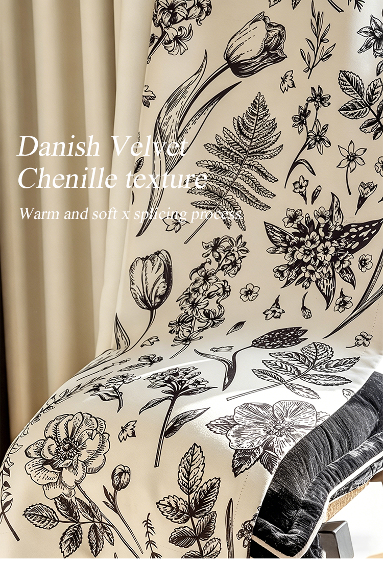Floral Grommet Printed Curtain with 85% Light Blocking Polyester Fabric ...