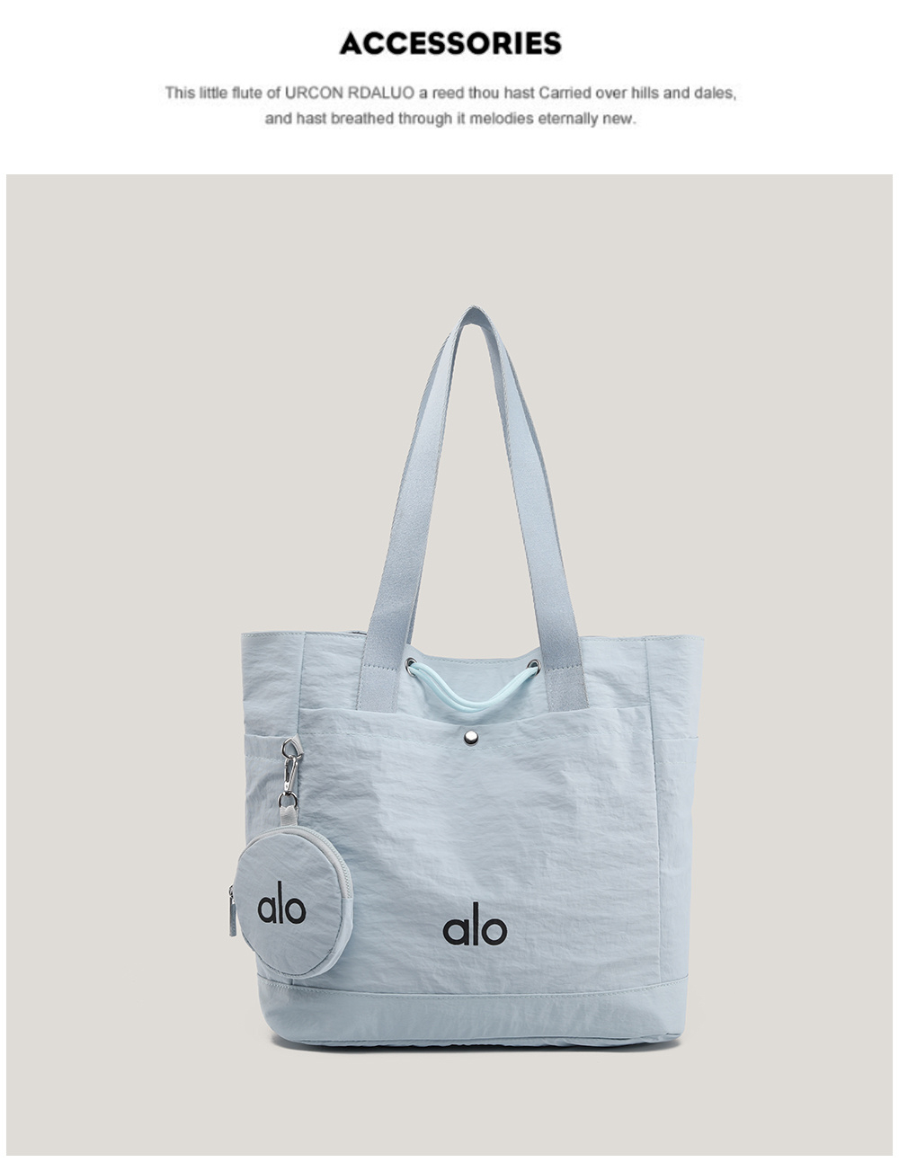 Alo Casual Lightweight Solid Color Tote Bag For Women Waterproof Nylon ...