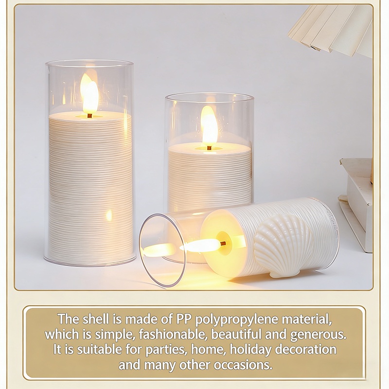 Battery Operated LED Flameless Candle with Glass Cover for Home Wedding ...
