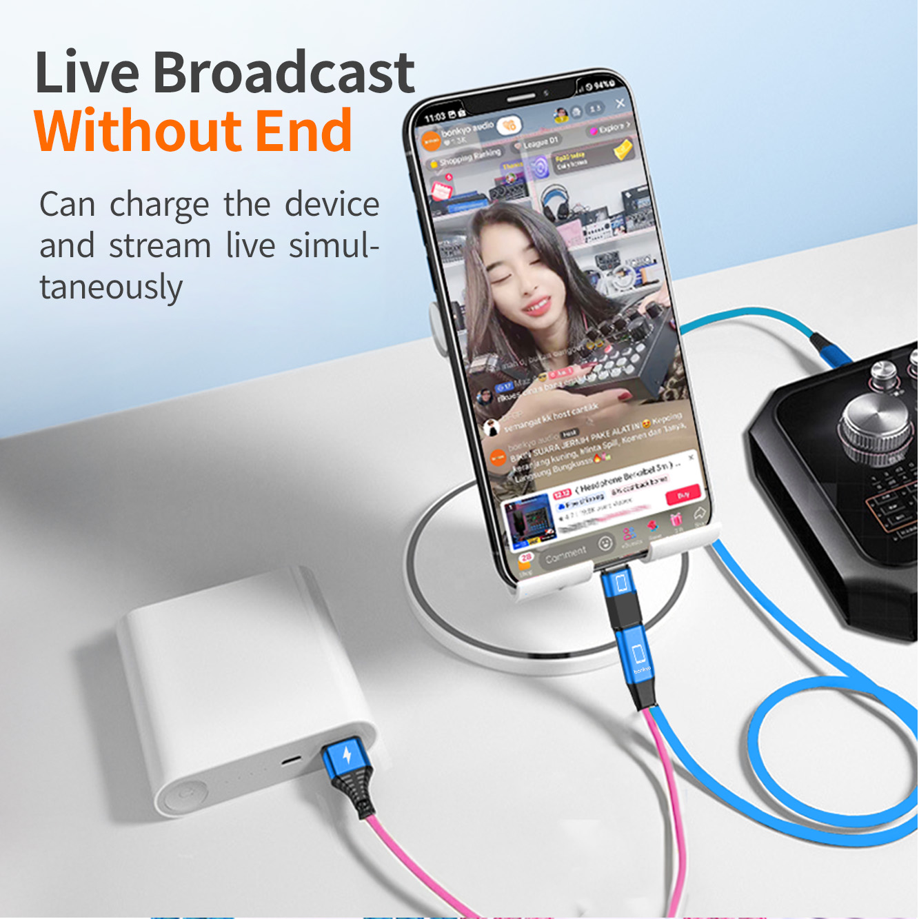 bonkyo F999Max/XM Soundcard+Wireless mic live broadcast equipment full ...
